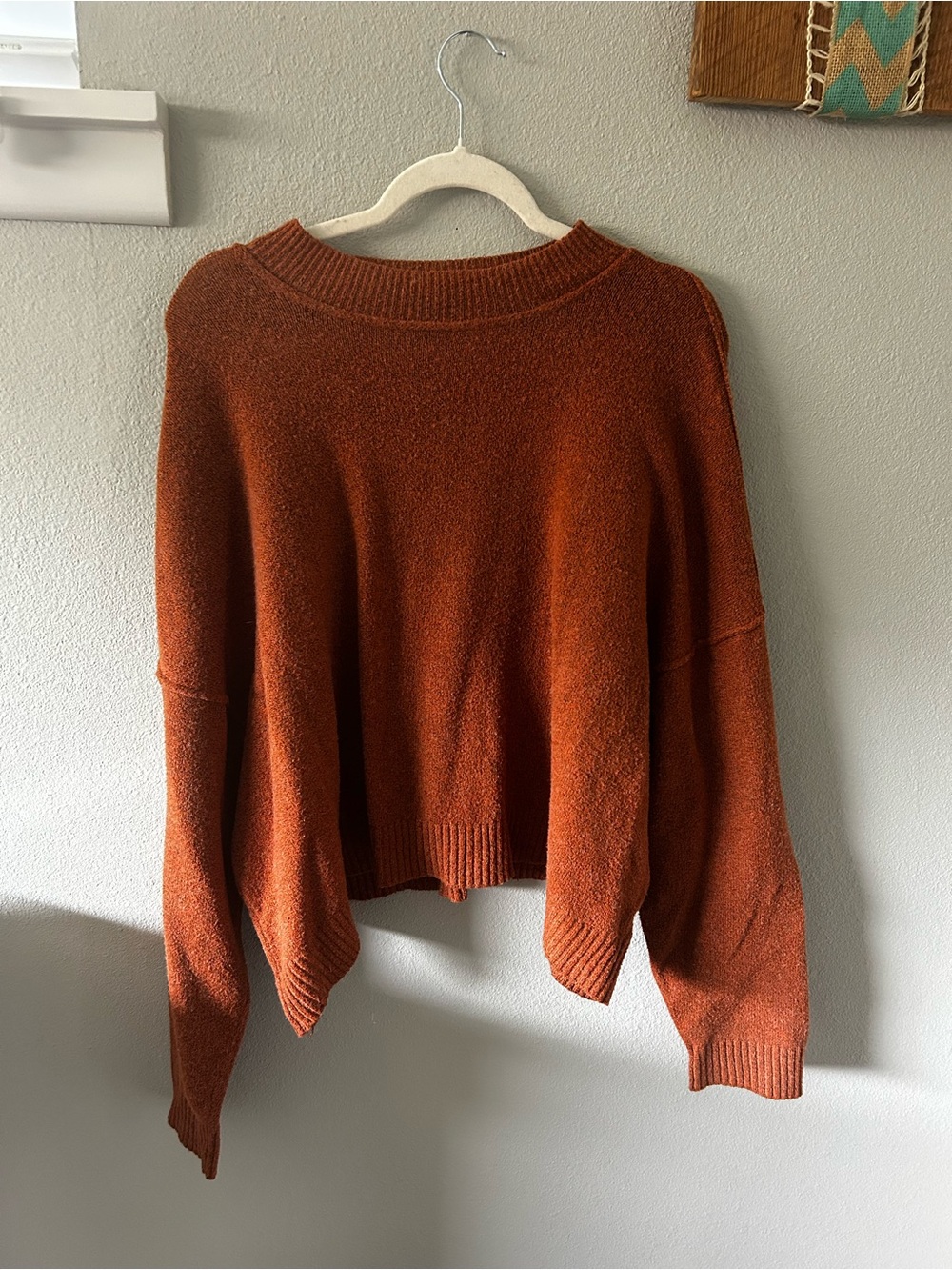 Society 212, Sz L, Cropped Rust Orange Crewneck Pullover Sweater